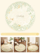 Axyaa Butterfly Pattern Plush Round Carpet for Cream Style Bedroom Decor and Living Room