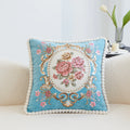 Axyaa Chenille Vintage Ivory Floral Embroidered Throw Pillow Cover