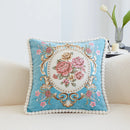 Axyaa Chenille Vintage Ivory Floral Embroidered Throw Pillow Cover