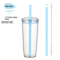 Axyaa Tritan Tumbler 590ml Clear Straw Cup for Outdoor & Office Drinks