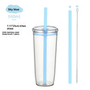 Axyaa Tritan Tumbler 590ml Clear Straw Cup for Outdoor & Office Drinks