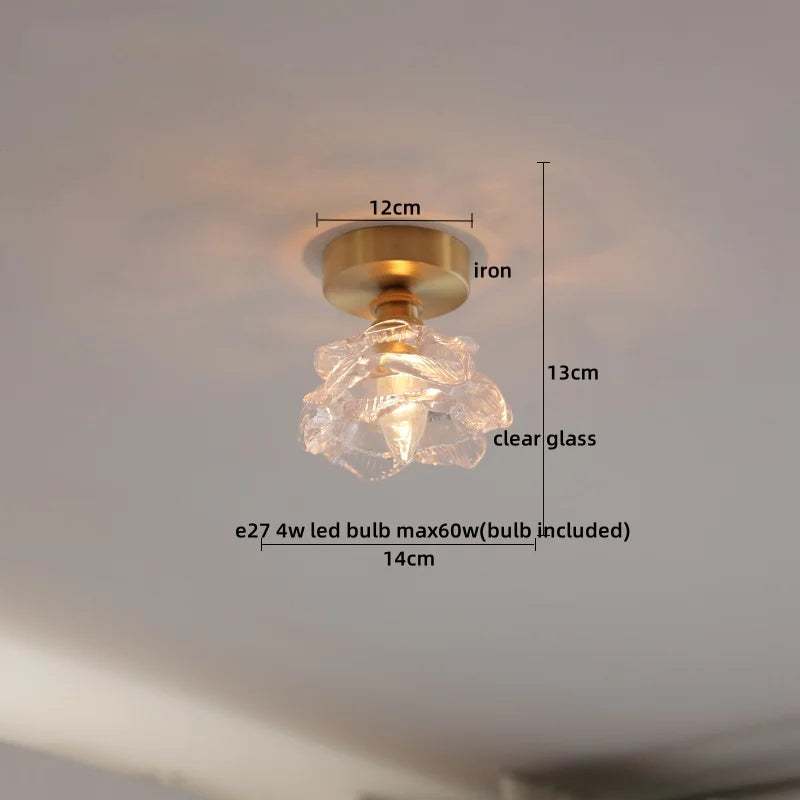 Axyaa Copper Glass LED Ceiling Light for Home Decor - Nordic Style Fixtures