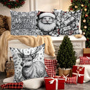 Axyaa Christmas Santa Deer Merry Words Cushion Cover for Sofa Bedroom Car Pillow