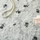 Axyaa Black Lace Rose Relief Table Cloth with Lotus Leaf Pattern