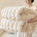 Axyaa Faux Rabbit Fur Blanket: Luxury Double Layer Plush Throw for Sofa Bed