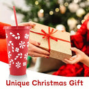 Axyaa Christmas PP Straw Cup 710ML 24OZ Reusable Santa Party Water Bottle Juice Coffee Milk Cup