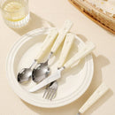 Axyaa Cute Wind Ceramic Handle Stainless Steel Tableware Set