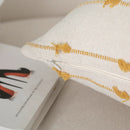 Axyaa Cotton Linen Striped Embroidery Throw Cushion Cover for Home and Sofa