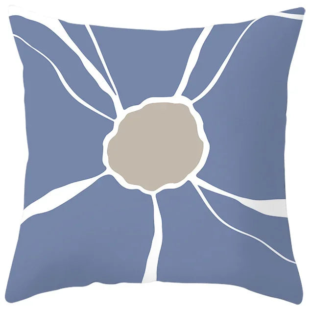 Axyaa Abstract Geometric Pillowcase in Nordic Blue Purple - Peach Skin Fabric