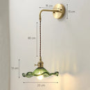 Axyaa Lotus Glass Wall Sconce Brass Bedside Lamp for Bedroom Dining Room