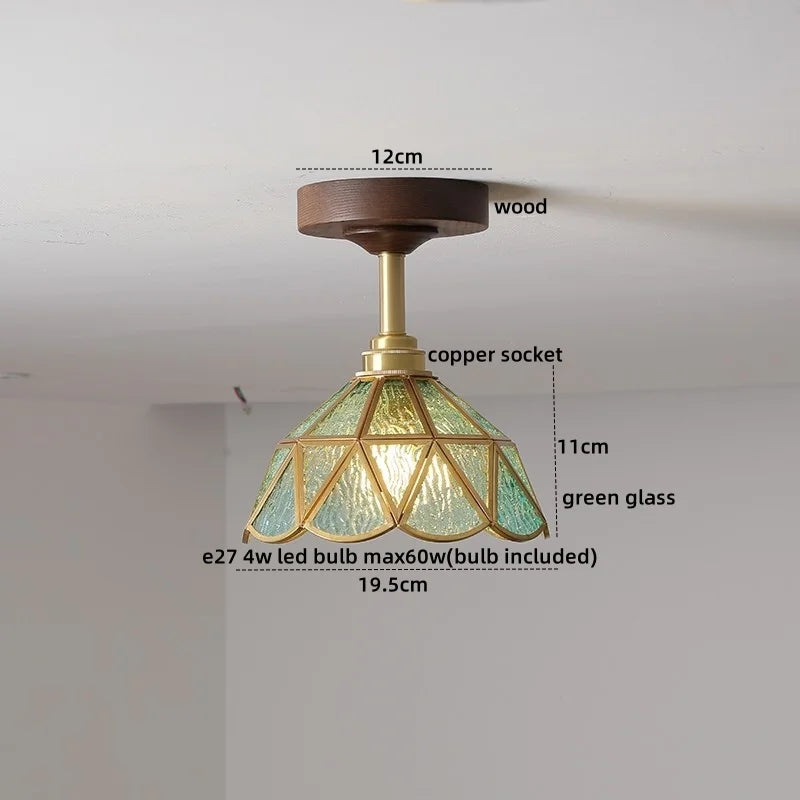 Axyaa Green Glass LED Ceiling Lights for Modern Indoor Lighting