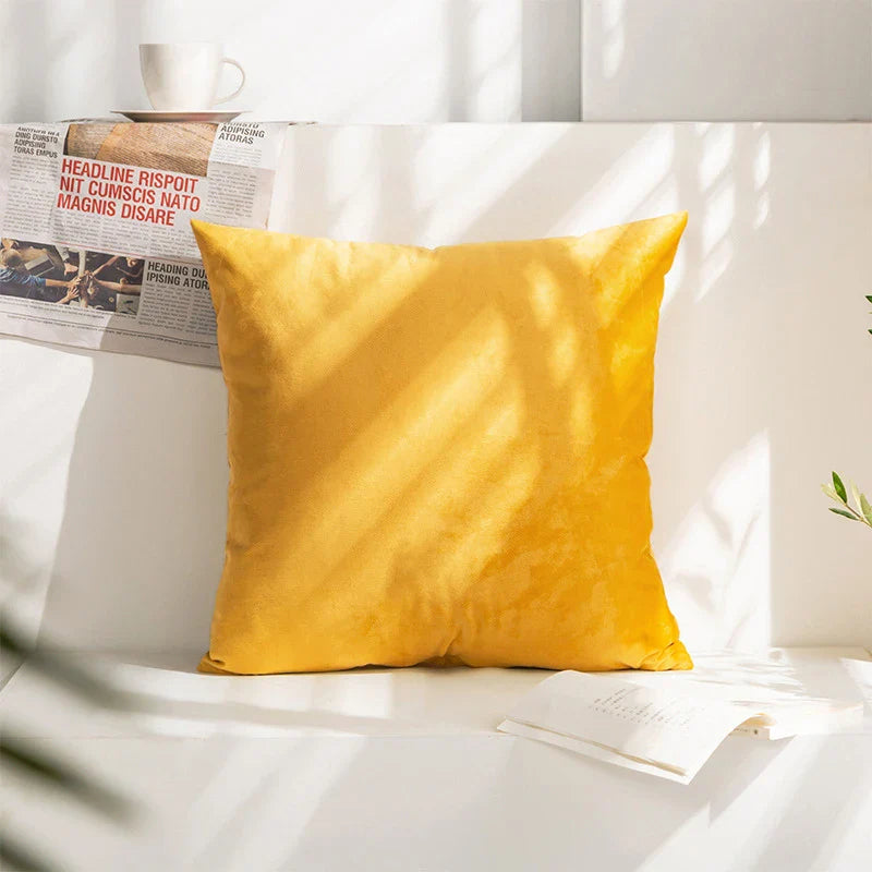 Yellow Velvet Cushion Covers 45x45cm Nordic Home Decor by Axyaa
