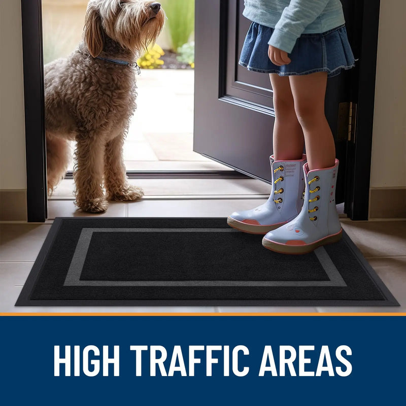 Axyaa Rubber Entryway Mat: Durable Indoor Outdoor Waterproof Doormat - Low Profile & Easy Clean