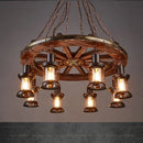 Axyaa Iron LED Wheel Pendant Lights - Industrial Metallic Lustre Hanging Lamps