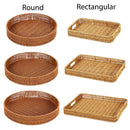 Axyaa Rattan Basket Tray for Breakfast Food Bread Cake Fruit Vegetable Storage