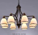 Axyaa European Oil Rubbed Bronze Chandelier with Glass Shades for Living Room & Kitchen