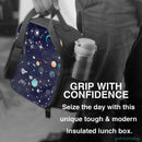 Axyaa Space Planet Insulated Lunch Box Galaxy Cooler Tote Large Lunch Bag with Shoulder Strap