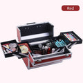Axyaa Large Portable Makeup Train Case with 4 Trays - Professional Cosmetic Storage Box