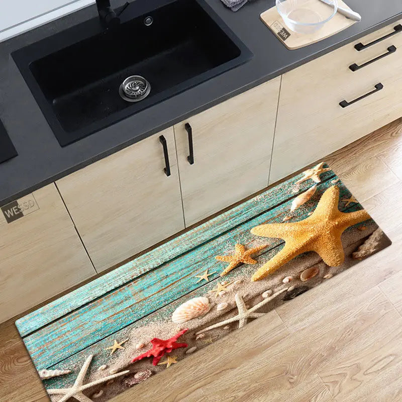 Axyaa Ocean Waves Beach Carpet - 3D Kitchen Bedroom Floor Rug
