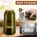 Axyaa Dark Green Glass Oil Sprayer 2-in-1 Olive Oil Dispenser Bottle