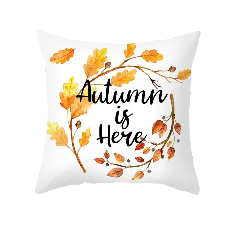 Maple Pumpkin Autumn Pillowcase Sofa Seat Cushion Cover by Axyaa