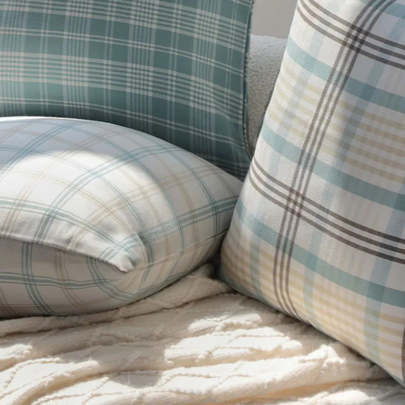 Axyaa Plaid Cushion Cover: Simple Nordic Style Sofa Pillow Cover for Home Decor