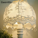 Axyaa Lace Fabric Table Lamp: Korean Style LED Light for Home Wedding Decor