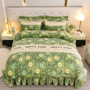 Axyaa Coral Fleece Winter Bedding Set - Double-Sided Quilt Cover & Fitted Sheet