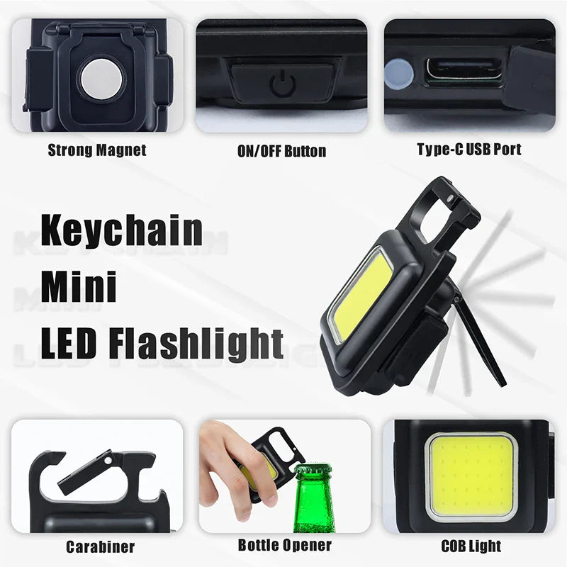 Axya Mini COB Keychain Flashlight: Magnet, 4 Modes, Compact for Camping & Home