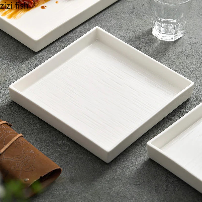 Axya Textured Ceramic Square Plate for Molecular Cooking and Specialty Tableware