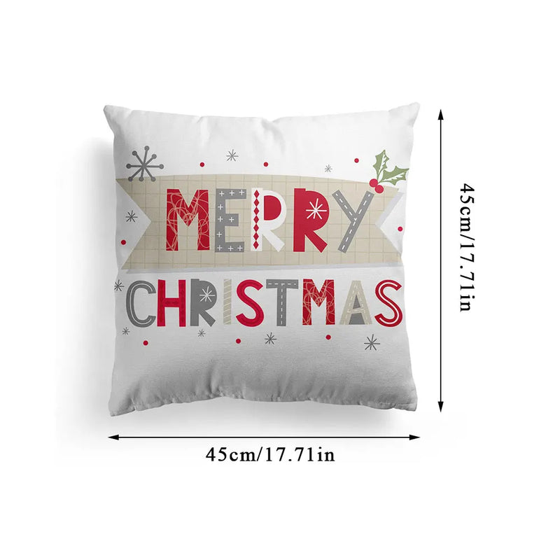 Axyaa Merry Christmas Santa Square Cushion Cover for Sofa and Home