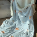 Axyaa Cartoon Puppy Fleece Blanket | Double-Layer Thick Warm Throw | Soft Plush Plaid