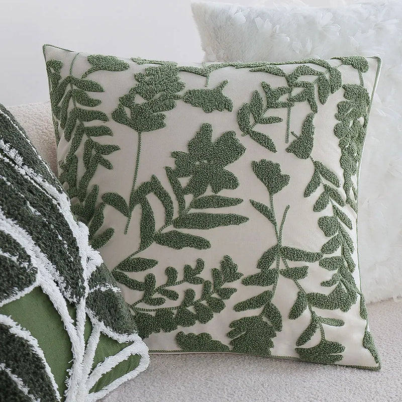 Nordic Floral Embroidery Pillow Cover 45x45, Axyaa Home Decor