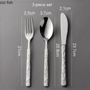 Axyaa Stainless Steel Stone Pattern Dinnerware Set Knife Fork Spoon Kitchen Tools