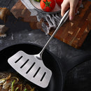 Axyaa Stainless Steel Fish Spatula with Wood Handle - Nonstick Slotted Pan Scoop