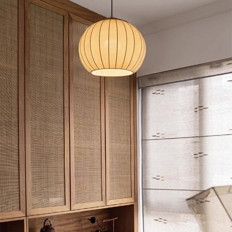 Axyaa Wabi Sabi Cloth Pendant Light: Retro Fabric Chandelier for Living Room & Restaurant