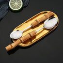 Axyaa Stainless Steel Bamboo Root Handle Cutlery Set for Kitchen Tableware