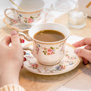 Axyaa Ceramic Coffee Cup & Saucer Set Retro Floral Afternoon Tea Mug