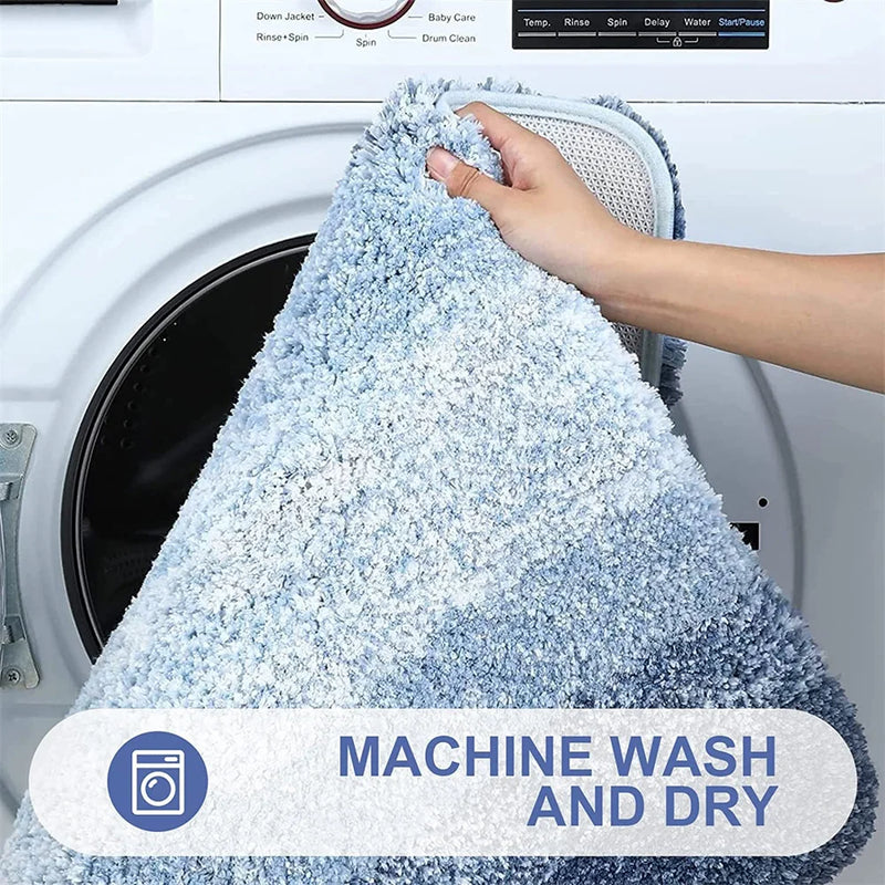 Axyaa Luxury U-Shape Bathroom Rug: Soft, Absorbent, Non-Slip Plush Shower Mat
