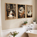 Axyaa Halloween Ghost and Black Cat Wall Art Set