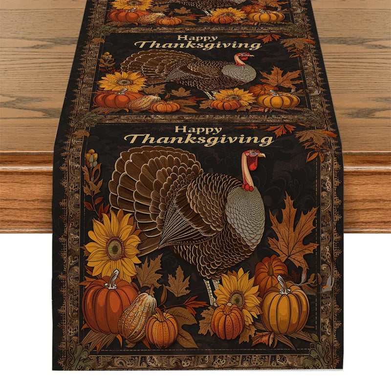 Fall Turkey Pumpkin Table Runner by Axyaa: Thanksgiving Dining Coffee Wedding Decor