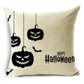 Axyaa Halloween Pumpkin Owl Bat Linen Throw Pillowcase