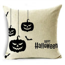 Axyaa Halloween Pumpkin Owl Bat Linen Throw Pillowcase
