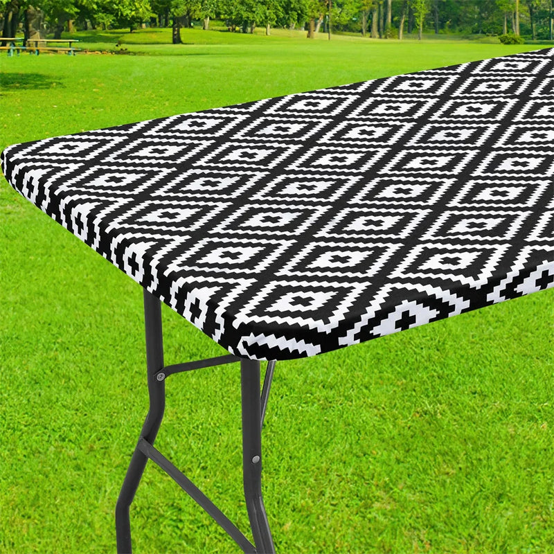Axyaa Waterproof Flannel-Backed Vinyl Picnic Table Cloth for Indoor and Outdoor Dining