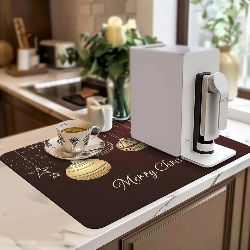 Axyaa Christmas Decor Absorbent Mat for Kitchen and Bathroom