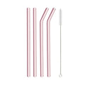 Axyaa Pink Glass Straw - Reusable Borosilicate Drinking Straw Kit with Cleaning Brush