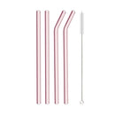Axyaa Pink Glass Straw - Reusable Borosilicate Drinking Straw Kit with Cleaning Brush