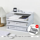 Axyaa Desk Organizer with Drawer and Screen Tray, Multi-functional File Rack