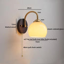 Axyaa Modern Nordic Glass Shade Wood Wall Light Switch Luxury Round Glass