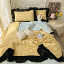 Axyaa Seersucker Chiffon Lace Summer Cool Quilt 3-Piece Set